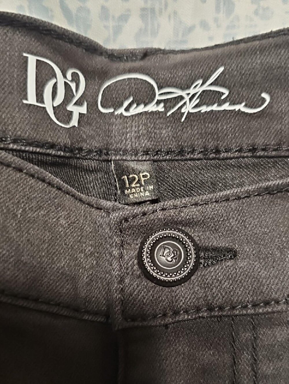 DG2- Black Embroidered Leopard Print Raw Edge Jeans - Picture 4 of 8
